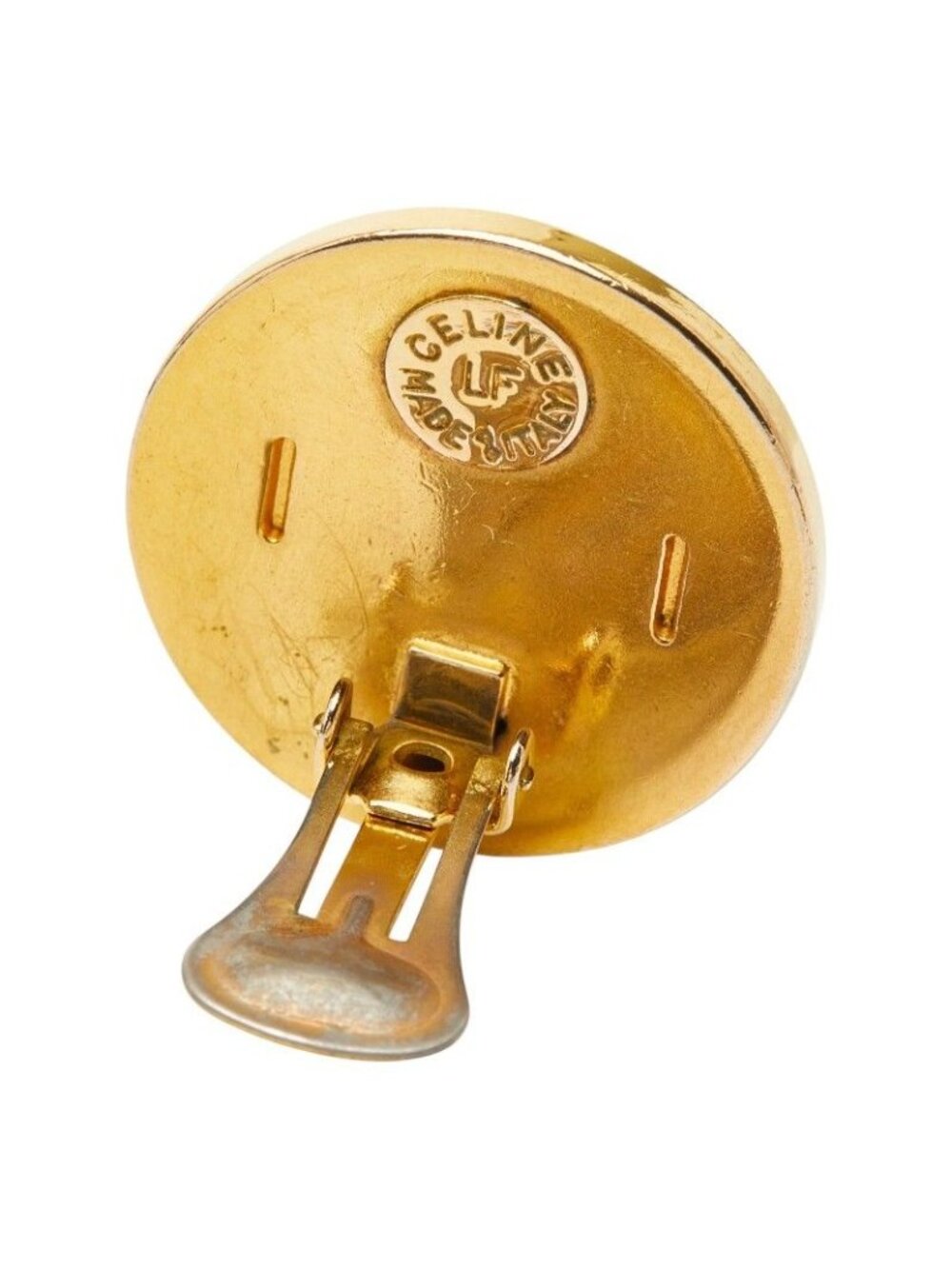 Celine Macadam Earrings Gold Black Plated Enamel 1 - Picture 4 of 5